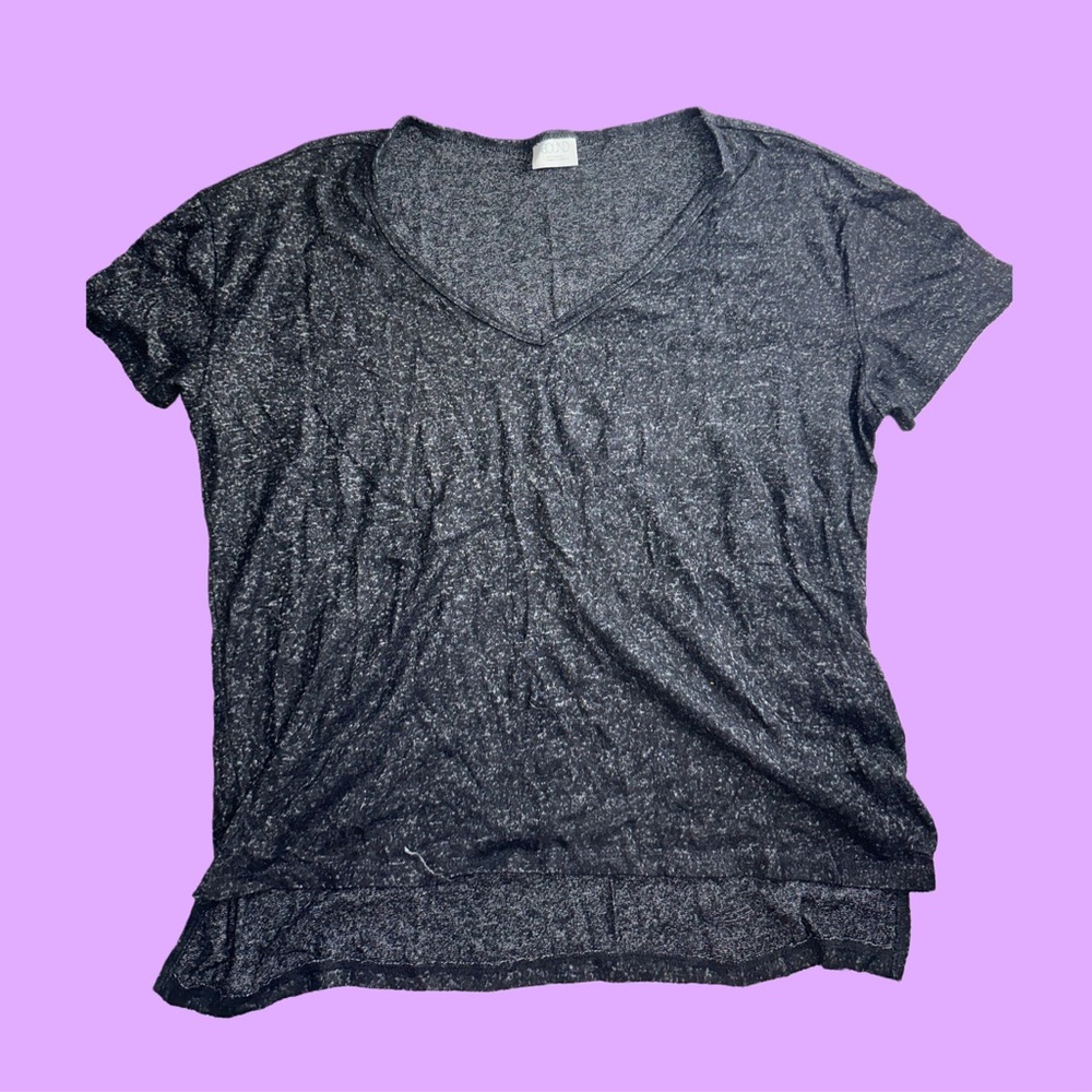 Abound Dark Grey Womens Heathered Short Sleeve V Neck T Shirt Size L